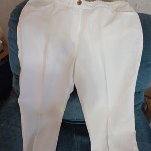 Chicos linen pants womens size 2.5 (14) white straight leg